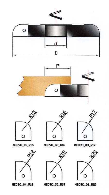 MEC9-C - FRESA PER 1/4 TONDO CONVESSO